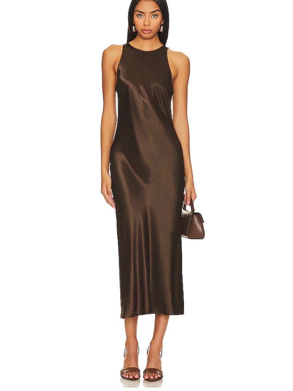 Rails Brown Satin Midi Dress